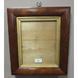 A 19TH CENTURY YEW WOOD PICTURE FRAME, with inset gilt slip, glazed, rebate 23 x 18.5 cm