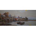 P. H. S. LLOYD, a pair of river scenes depicting rowing boats on rivers with buildings in the