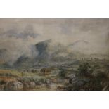 WILLIAM E ELLIS (1869-1923). 'Pass of Tall-y-Clyn, nr Wales', signed lower left, watercolour, gilt