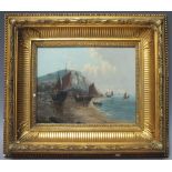 WILLIAM THORNLEY (1830-1898). 'Fishing Boats at Hastings', see verso, signed with monogram lower