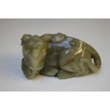 A MYTHICAL JADE ELEPHANT, L 12 cm, H 6 cm