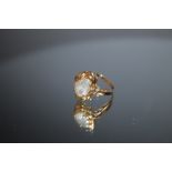 A 14K DRESS RING, having two small diamond accents, approx weight 3.4g, ring size O 1/2