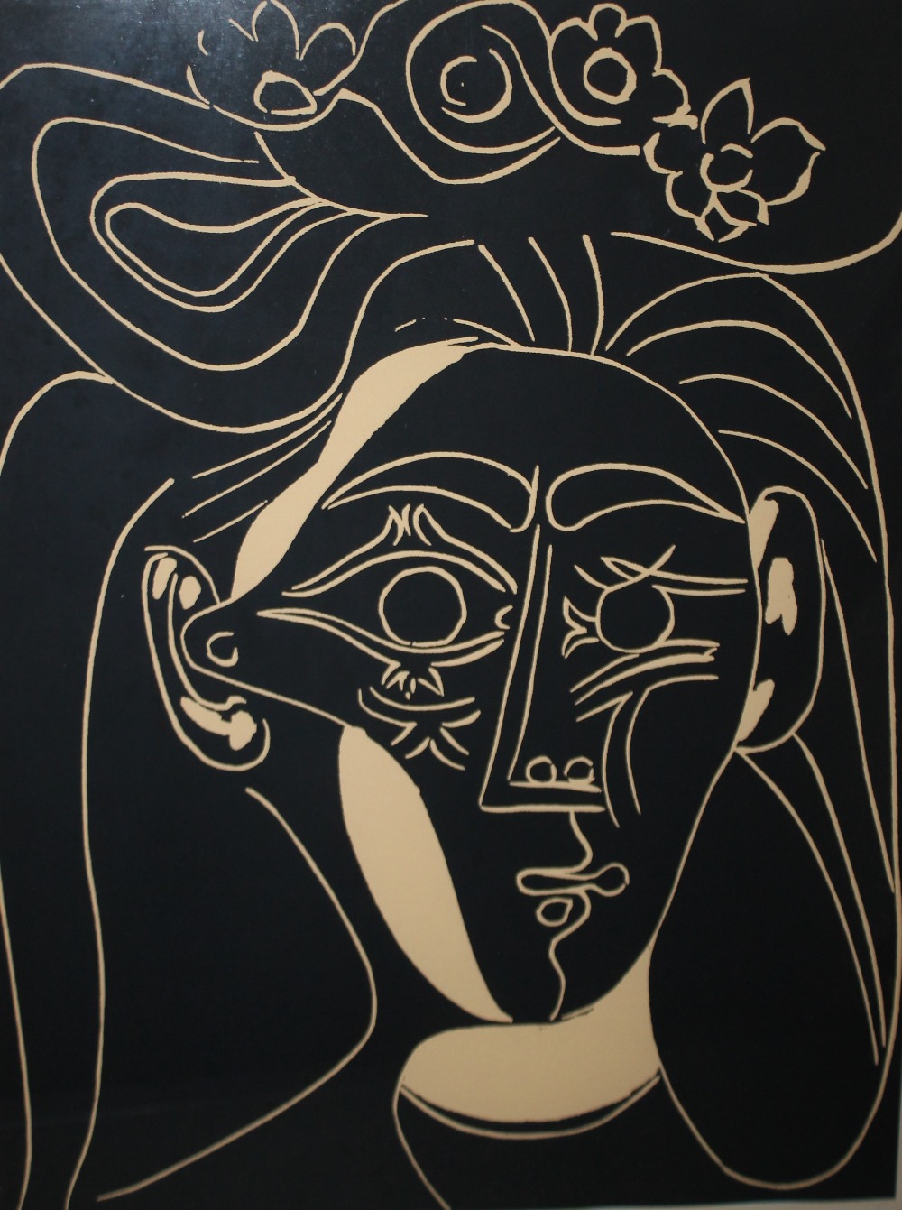 AFTER PABLO RUIZ PICASSO (1881-1973). Spanish school, abstract figure study 'Femme Au Chapeau Fleur, - Image 2 of 4