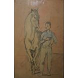 AFTER PABLO PICASSO (1881-1973). A boy with horse, coloured lithograph, bearing label verso 'The