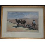 DEREK WILLIAMS. Twentieth Century British school, 'Ploughing Top Field', see verso, signed lower