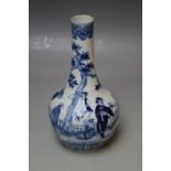 A CHINESE BLUE AND WHITE ONION SHAPED VASE, bearing a four character mark to the base, decorated wit