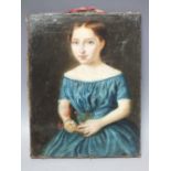 NINETEENTH CENTURY CONTINENTAL SCHOOL, a portrait study of a young girl holding a small bunch of
