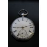 A HALLMARKED SILVER OPEN FACED MANUAL WIND POCKET WATCH, signed Adam Burdess - Coventry, Dia 5 cm