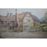 WILL OUTHWAITE (XX). Country village scenes, signed watercolours, a pair, gilt framed and glazed, 18