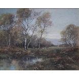 WILLIAM ASHTON (1853-1927). A country pond, signed lower right, oil on board, gilt framed, 27 x 34