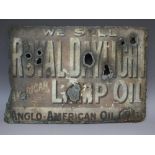 A VINTAGE ENAMEL ADVERTISING SIGN FOR THE ANGLO-AMERICAN OIL Co. Ltd., 'We #sell Royal Daylight