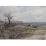 E.DAVIES. Late 19th / early 20th century English school, an extensive wooded river landscape with