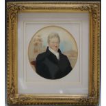 STEPHEN POYNTZ DENNING (1795-1864).English school, oval portrait study of a seated gentleman,