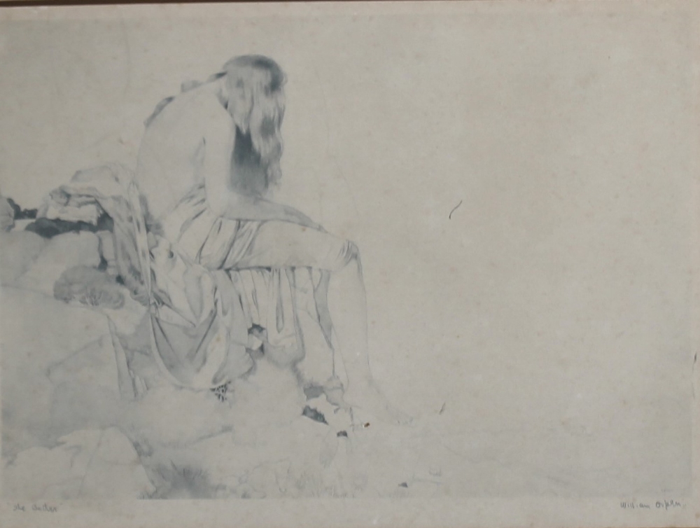 WILLIAM NEWNHAM MONTAUGE ORPEN (1878-1931). Irish school, study of a female semi-nude sitting on a - Image 2 of 6