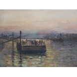 JAMES KAY (1858-1942). Scottish school, evening dockland scene with figures and boats, signed and