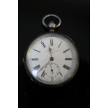 A KAY'S PERFECTION LEVER OPEN FACED MANUAL WIND POCKET WATCH, Dia 5.25 cm