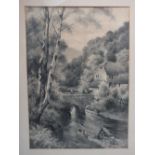 F.CARLESS. Three late 19th / early 20th century British school wooded river landscapes with