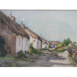 EDMUND GOULDSMITH (1852-1932). Irish school, village scene with cottages, signed with monogram and