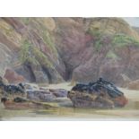 WILLIAM EDWARD CROXFORD (Exh: 1882-1987). 'A Cornish Coastal Scene' see label verso, signed and