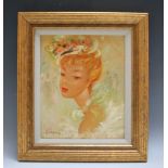 LUCIENNE LEROUX (1903-1981). Portrait of a lady, signed lower left, oil on canvas, framed, 26.5 x 21