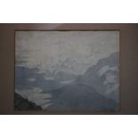 A HIMALAYAN LANDSCAPE, indistinctly signed and dated 1945 lower right, watercolour, framed and