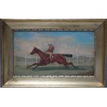 R DODD (XIX). A race horse and jockey in full flow, signed lower right and dated 1870, oil on panel,