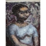 EVE DISHER (1894-1991). Portrait of a Jamaican girl, unsigned, mixed media, framed, 56 x 44 cm