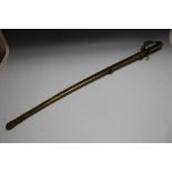 AN 1821 PATTERN CAVALRY SWORD, brass three bar hilt marked WYC 8, brass scabbard marked WYC 18 (