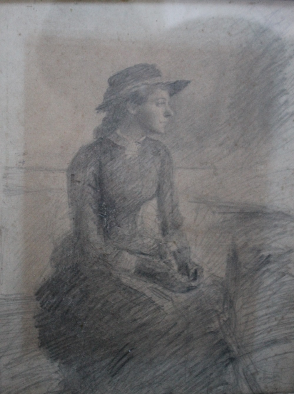 JOHN. An early to mid 20th century study of a seated young woman, signed lower right, pencil on