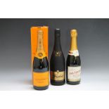 1 BOXED BOTTLE OF VEUVE CLICQUOT PONSARDIN, together with 1 bottle of Freixenet Cava and 1 bottle of