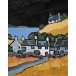 DAVID BARNES (1943). 'Cottages on the Lleyn', signed verso, oil on board, framed, 25 x 20 cm