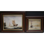 KEN HAMMOND (1948). Sailing ships at sea, signed lower left and dated 1989, oil on canvas, framed,
