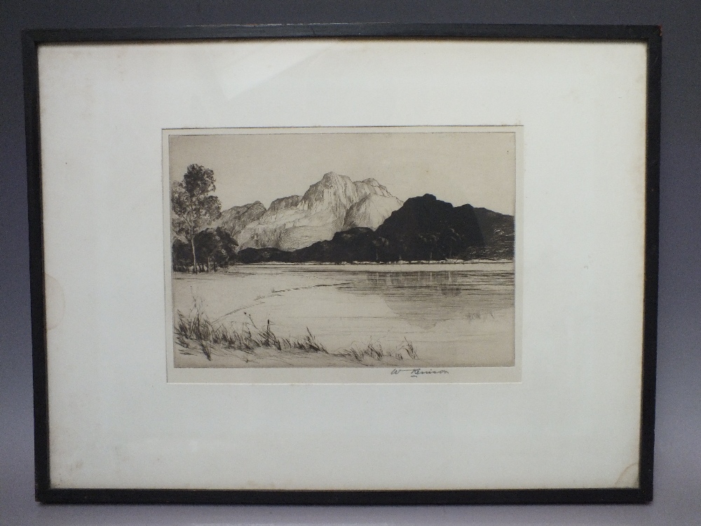 WILLIAM RENISON (1893-1938). A pair of mountainous wooded lake scenes, one signed in pencil lower - Image 3 of 8