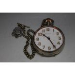 A FRODSHAM GOLIATH POCKET WATCH, with plated albert chain and hallmarked silver fob, Dia 7.5