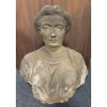 ARNOLD MACHIN (1911-1999). A terracotta bust depicting a female, H 69 cm
