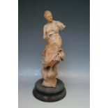 ALFRED DRURY (1856-1944). A terracotta figure of a semi clad female, with a cherub holding her