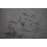 SAMUEL PROUT (1783-1852). A cottage, monogrammed lower right and dated '49, pencil sketch, framed