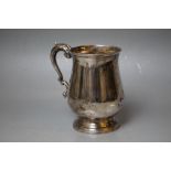 A HALLMARKED SILVER MUG, hallmarks indistinct, approx weight 143g, H 11 cm