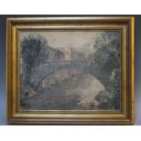 LOUNG. Late 19th / early 20th century Oriental school, an impressionist town scene with bridge