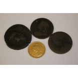 A VICTORIAN FULL SOVEREIGN DATED 1890, together with three other coins