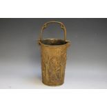 AN UNUSUAL CAST 18TH CENTURY STYLE CEREMONIAL / ECCLESIASTICAL BUCKET, with relief figural