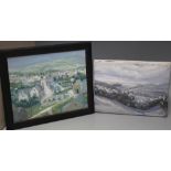 A COLLECTION OF FIVE SMALL WORKS TO INCLUDE TWO RONALD MOORE OILS, David Deakins seascape, Maurice