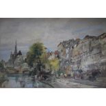 J. DE. VOGEL. Twentieth century Continental school, impressionist Parisian scene with market