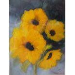 TINA KISTLER. A 20th century still life study of yellow flowers, signed lower right, watercolour,