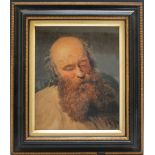 A NINETEENTH CENTURY PORTRAIT STUDY OF BEARDED MAN, unsigned, watercolour, framed and glazed, 22 x