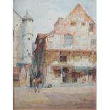 N. McCARTHY. A late 19th / early 20th century Continental street scene with figures, signed lower