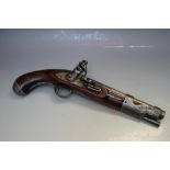 A LATE 18TH CENTURY STYLE FLINTLOCK PISTOL, with name 'MR LIBREVILLE', initials R.N. and M 1763