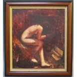 TWENTIETH CENTURY ITALIAN SCHOOL, an impressionist study of seated female nude, indistinct