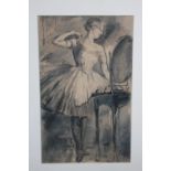 ATTRIBUTED TO DAME LAURA KNIGHT (1877-1970). Ballerina standing at a dressing table, unsigned,