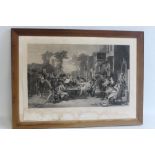 A FRAMED ETCHING DEPICTING THE CHELSEA PENSIONERS READING THE GAZETTE OF THE BATTLE OF WATERLOO